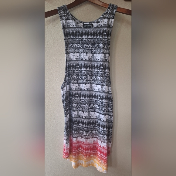 Stussy Womens Elephant Print Wide Arm Tunic Tank Top India Print Size M - Picture 1 of 5